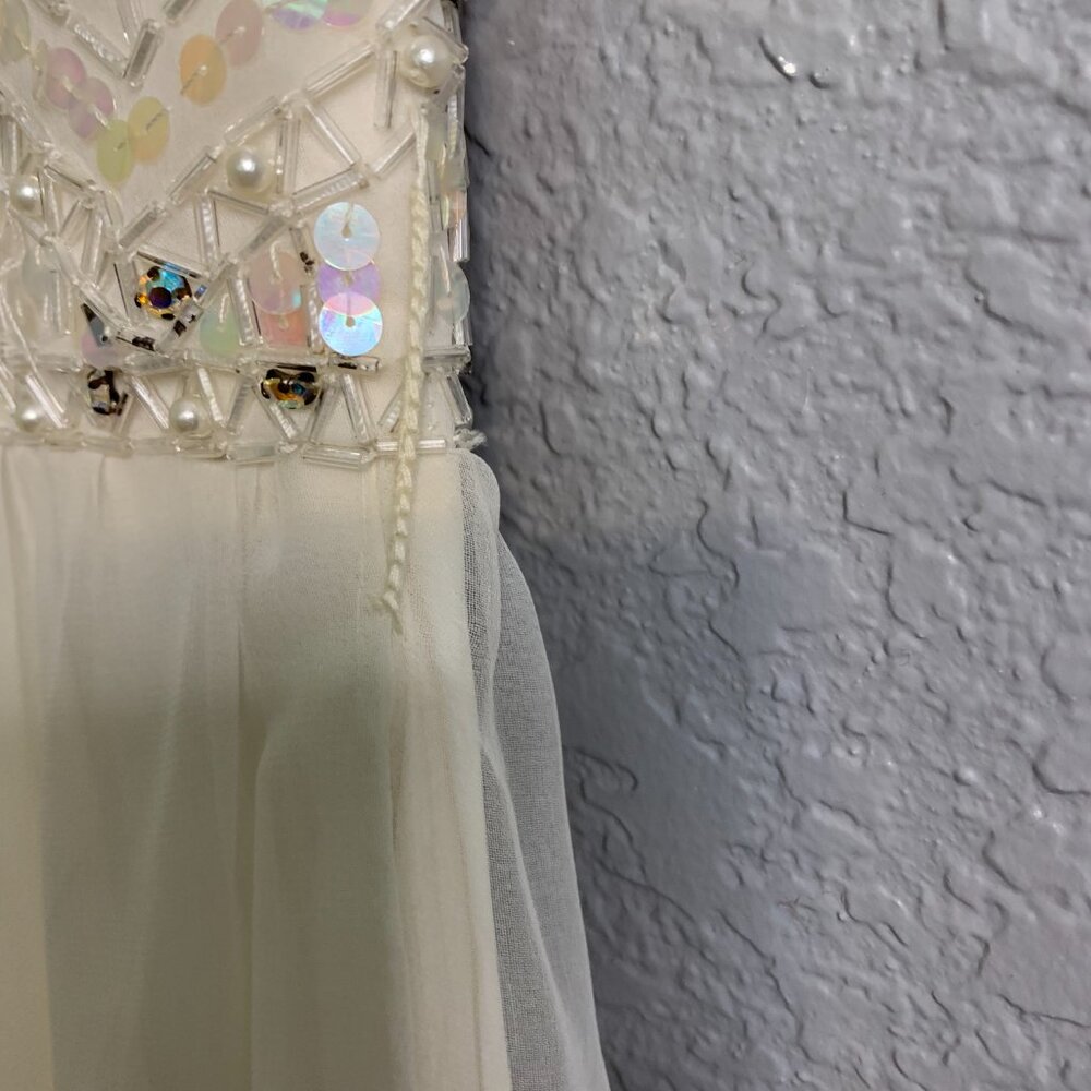 1970s Vintage Jack Bryan Cream Chiffon & Sequin Maxi Party Dress READ - Picture 11 of 12